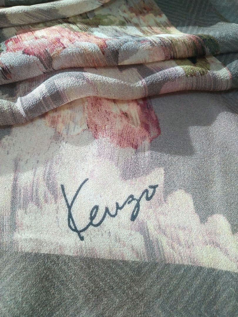 未使用品／高田賢三／KENZO スカーフストール／イタリー製シルク／ビンテージ