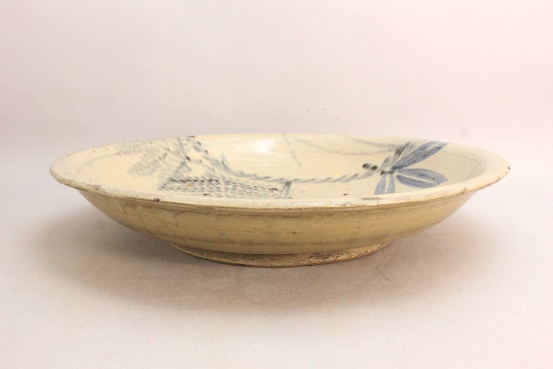 No5152 古瀬戸　草文大皿　直径41.7cm 陶磁器　民藝　古美術　送料無料