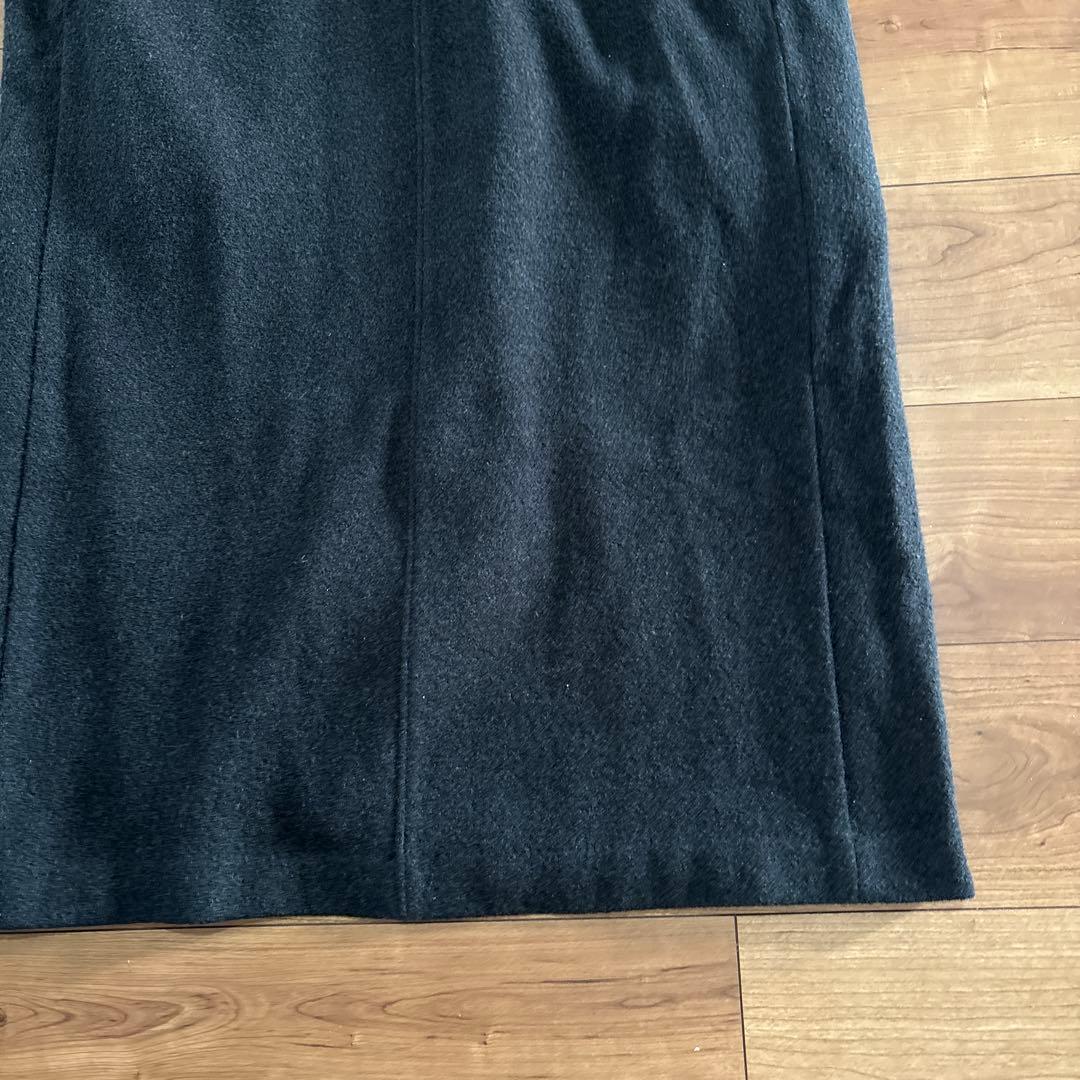evam eva プレスウール　フーディッド　ロングコート　チャコール