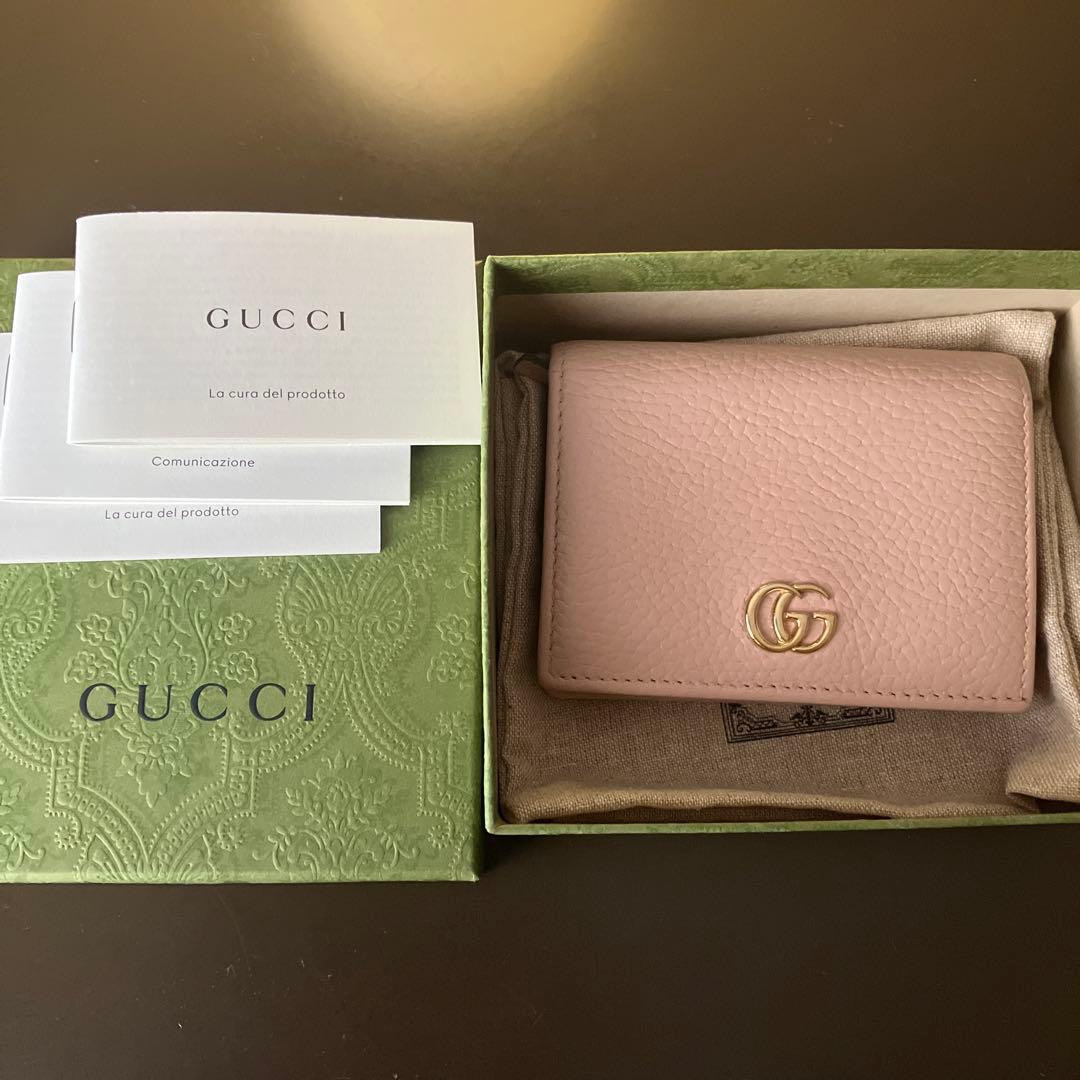 a*;様 GUCCI ミニ財布　マーモント　GGロゴ 二つ折り　ピンク