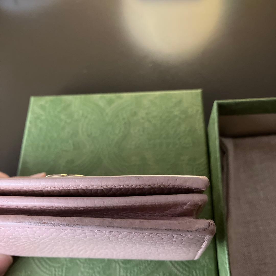 a*;様 GUCCI ミニ財布　マーモント　GGロゴ 二つ折り　ピンク