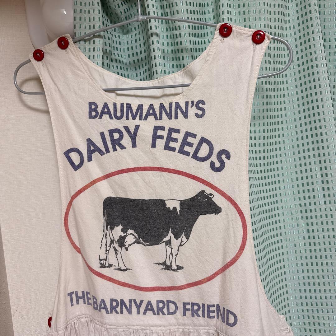 ヴィンテージ　牛　エプロンワンピース　BAUMANN'S DAIRY FEEDS