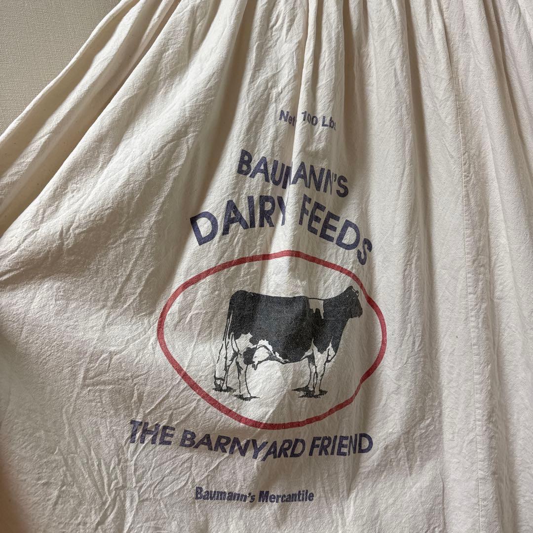 ヴィンテージ　牛　エプロンワンピース　BAUMANN'S DAIRY FEEDS