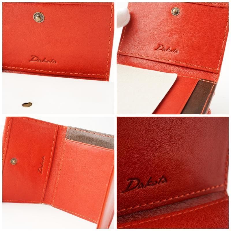 美品✨Dakota ダコタ レザー 革 三つ折り財布 がま口 レッド 赤