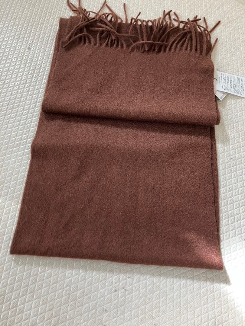 お値下げ　新品　ユナイテッドアローズ　カシミヤマフラー フリンジ付き　ブラウン