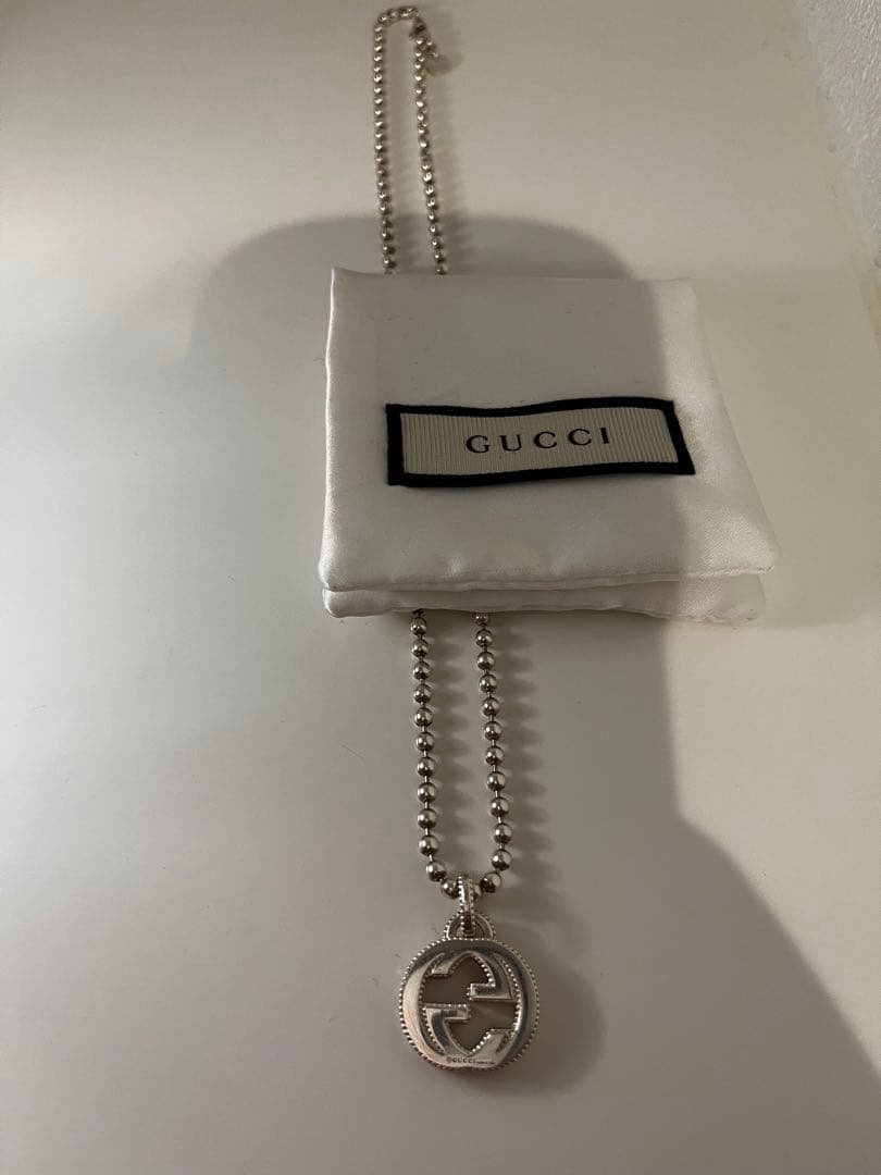 GUCCI シルバーボールチェーンネックレス