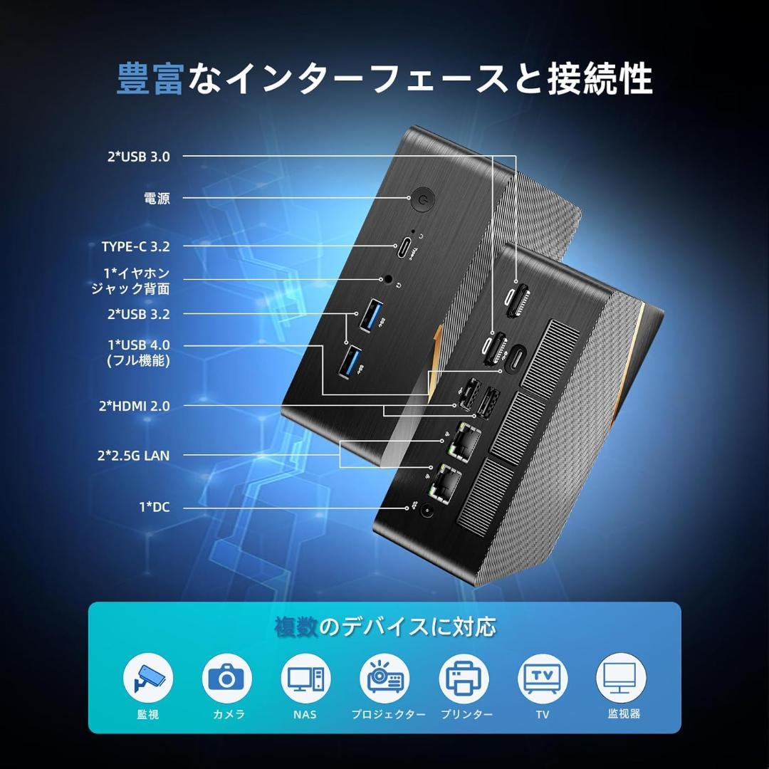 ミニPC AMD Ryzen 7 8845HS 8コア16スレッド