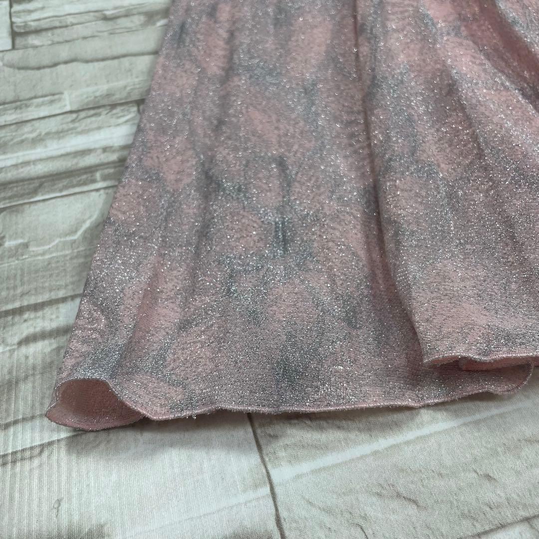 【美品】VIVETTA ヴィヴェッタ★ロングプリーツスカート　総柄　ラメ　ピンク