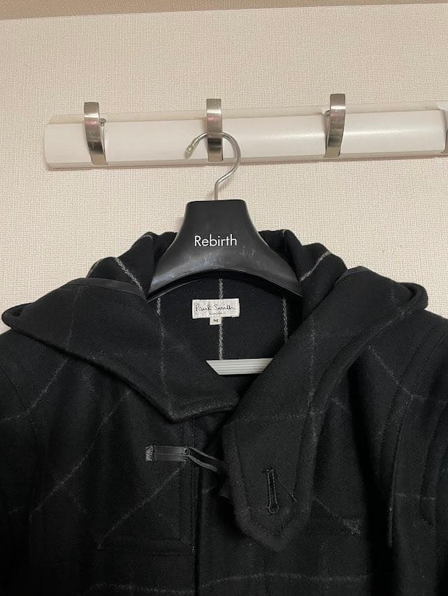 ポールスミス ダッフルコート Mサイズ　黒　グレー　チェック柄