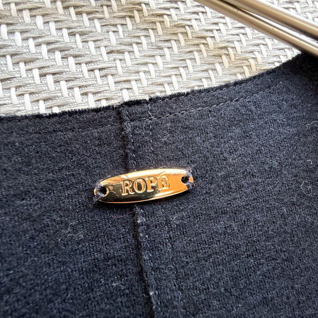 美品 ROPE リバーシブル ベルテッド ガウンコート ウール 黒 濃紺 M相当
