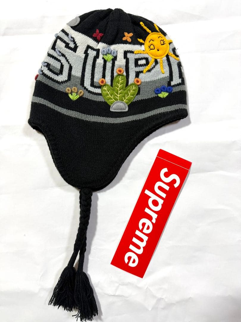 Supreme Felt Applique Earflap Beanie 黒新品
