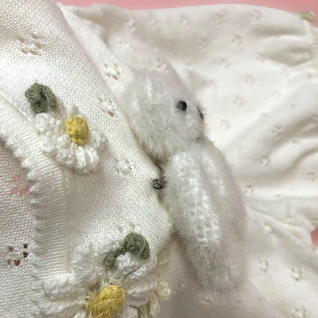 ピンクハウス 白 くまちゃんモチーフ使い 半袖カーディガン/2022年 夏
