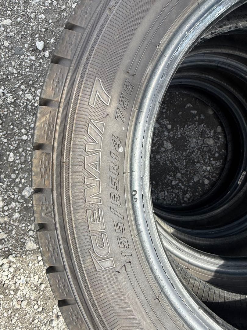 グッドイヤーアイスナビ7 スタッドレスタイヤ 155/65R14 4本セット