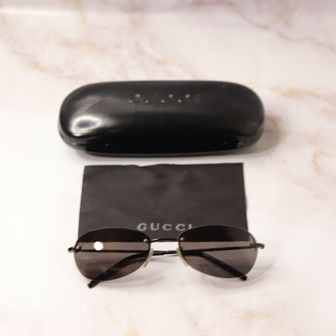 GUCCI リムレス オーバル y2k メタル モード サングラス ケース付き