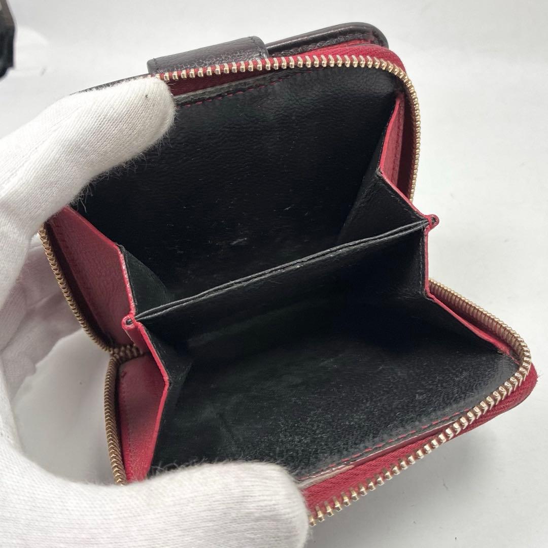 【美品】イヴ・サンローラン　折り財布　レザー　YSL ステッチ　ロゴ　希少