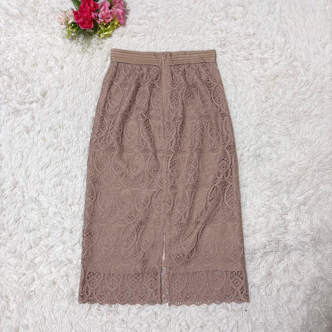 【美品】ANAYI アナイ　リーフモチーフレース ロングタイトスカート　36