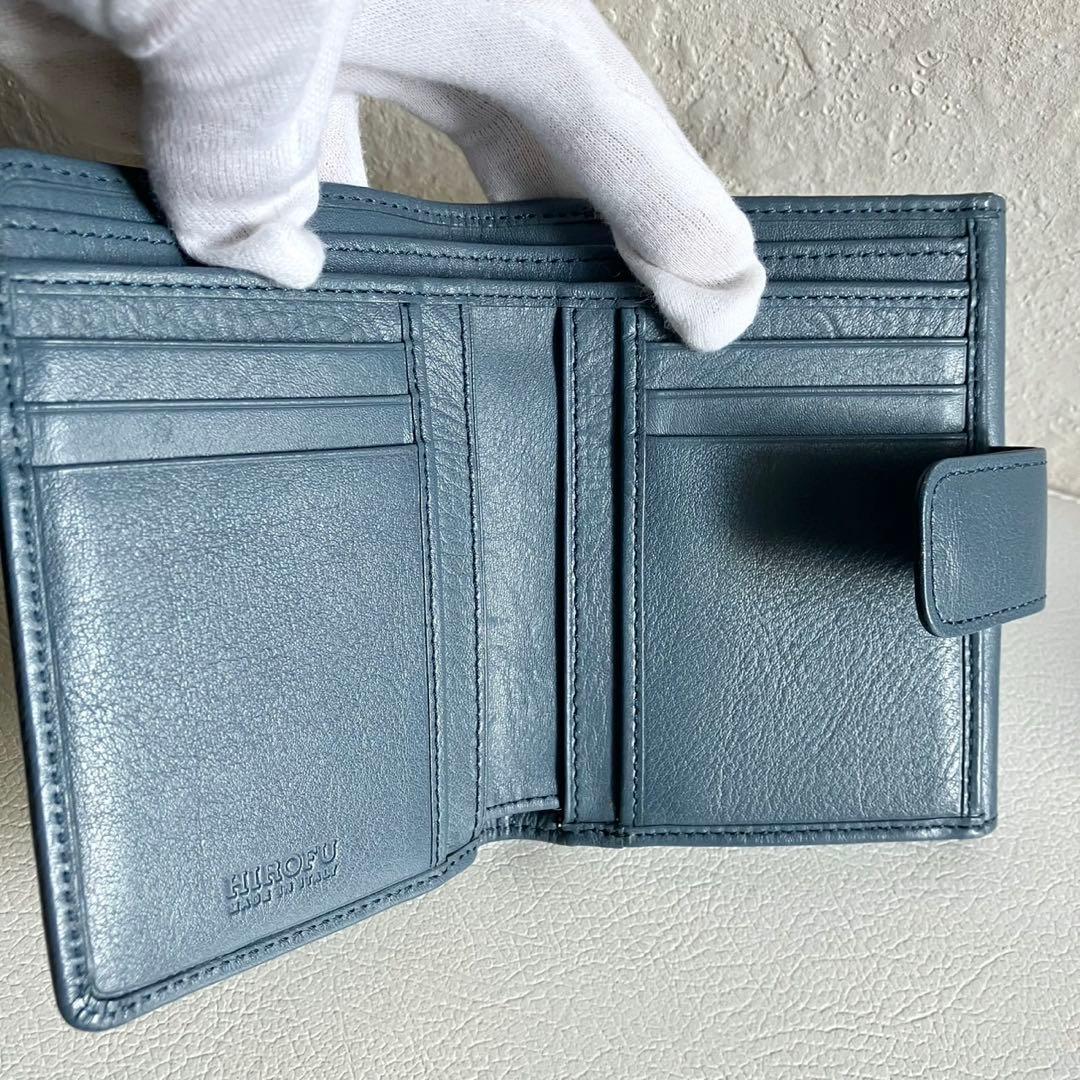 近年モデル HIROFU センプレ 2つ折り財布 ロゴ ノルディックブルー