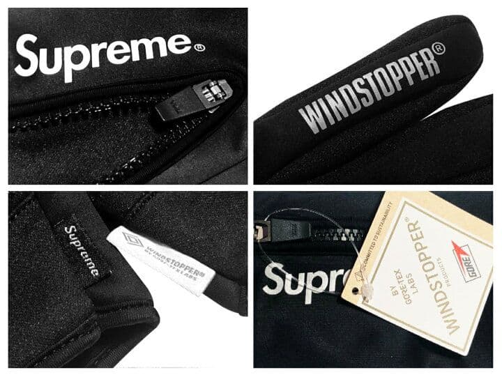 小物 SUPREME WINDSTOPPER Zip Gloves BLACK