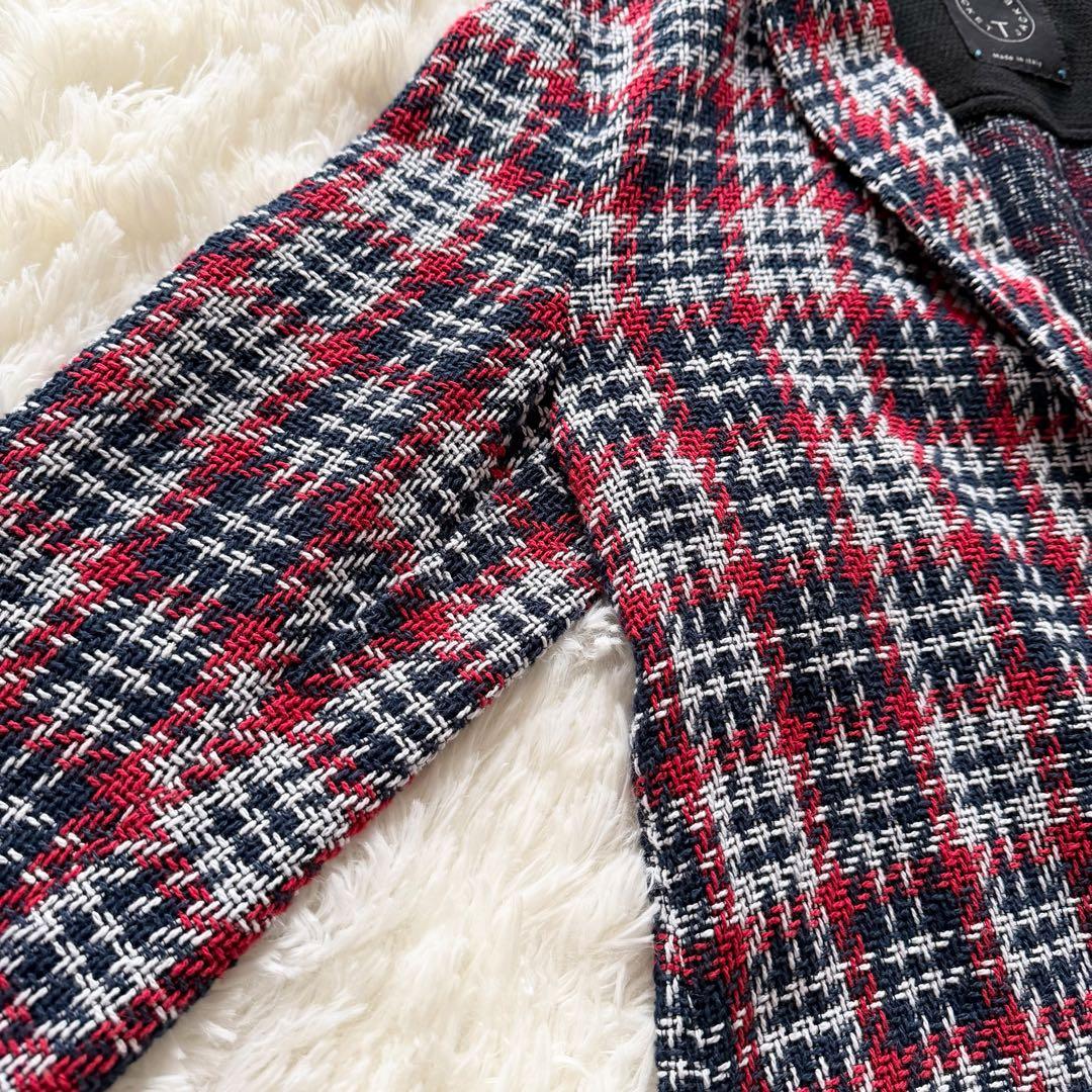 T-JACKET ミックスツイード チェック テーラードジャケット イタリア S