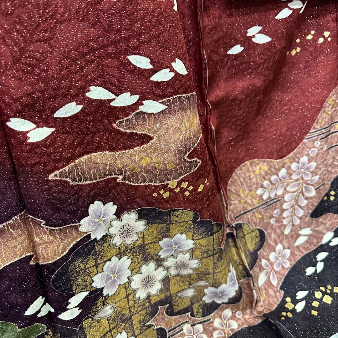 C*s様 正絹 振袖 刺繍 金駒 紋意匠 金通し 未仕立て品 仮絵羽