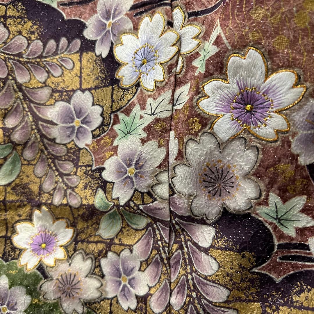 C*s様 正絹 振袖 刺繍 金駒 紋意匠 金通し 未仕立て品 仮絵羽