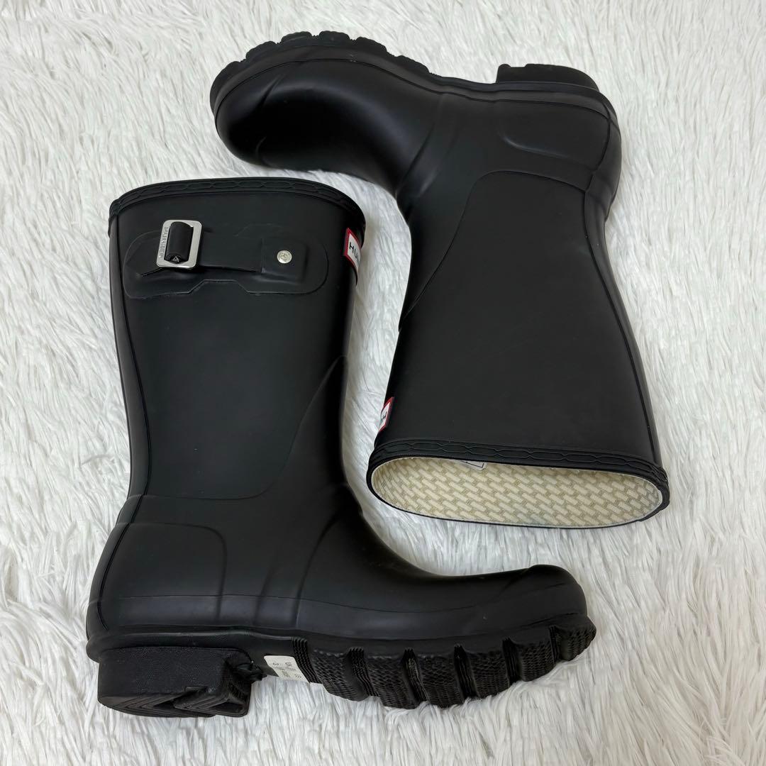 美品　ハンター　レインブーツ　長靴　UK3 黒　ブラック　サイドバックル　ミドル