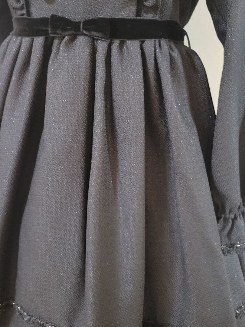 BABY A/P Lady pearl ribbon ブラック ワンピース