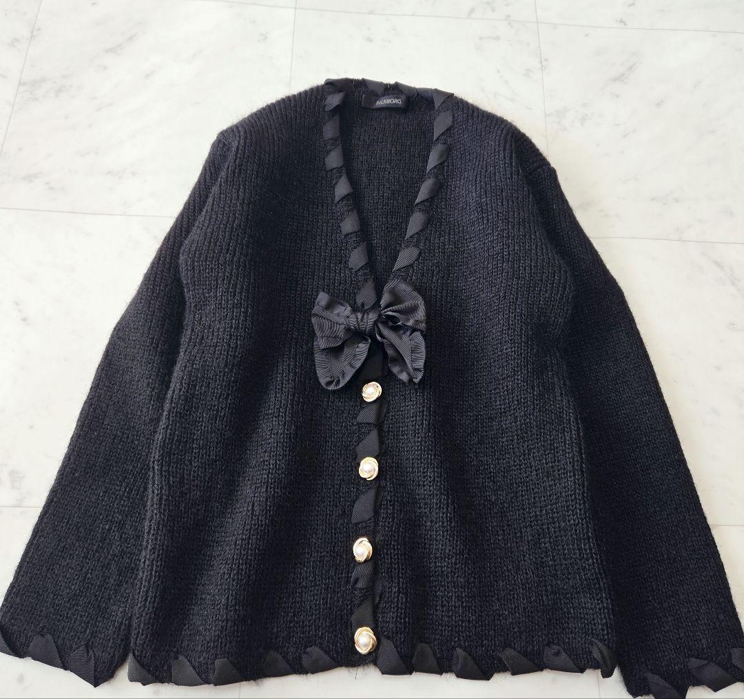 かな様【美品】インゲボルグ アルパカモヘア混 ニットカーディガン リボン