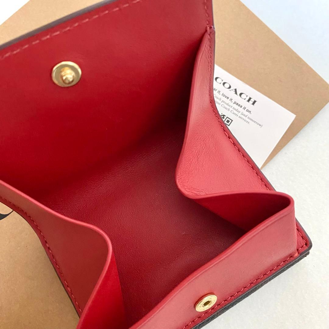 新品　正規品☆COACH コーチ　折り財布　レッド　三つ折り財布