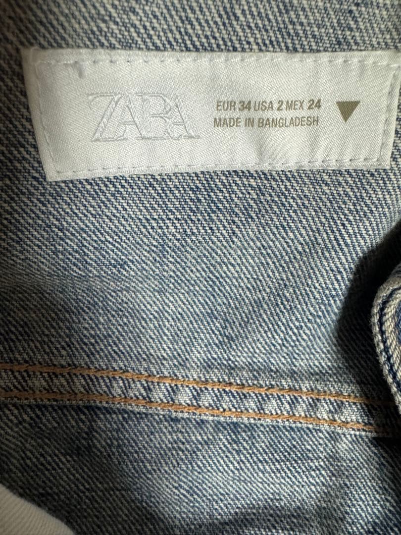 ZARA TRF ミッドライズ折り返しウエストデニムパンツ34