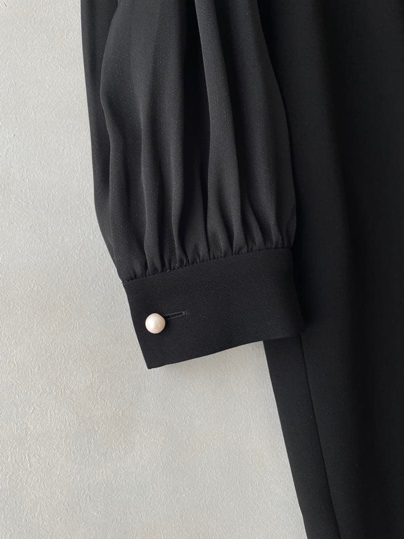 美品✨現行品✨23区　Lサイズ40 フォーマル　袖シフォンワンピース　黒