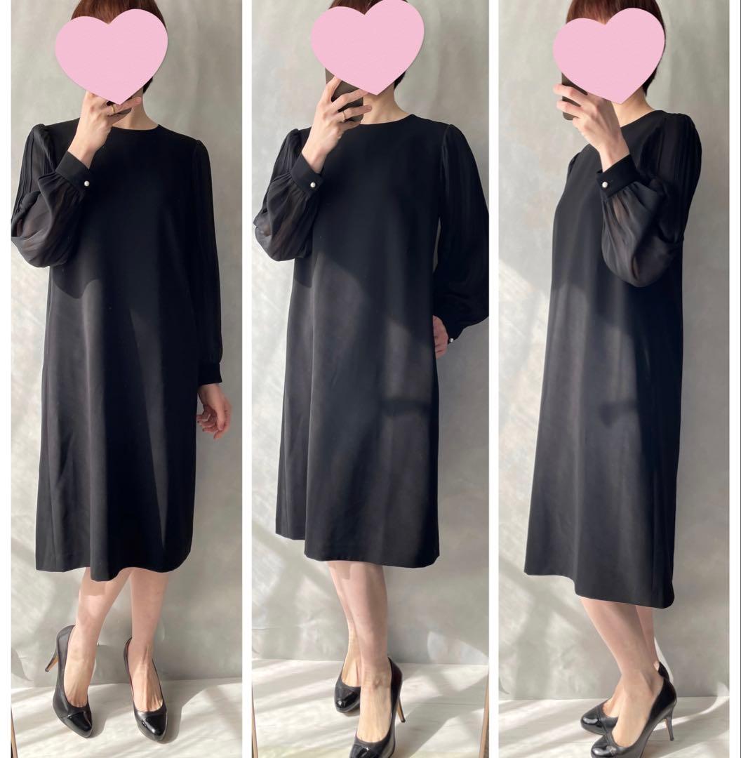 美品✨現行品✨23区　Lサイズ40 フォーマル　袖シフォンワンピース　黒