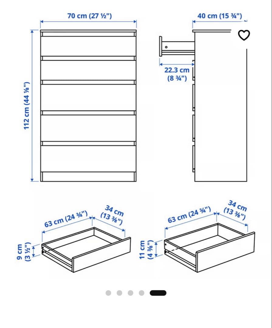 IKEA チェスト　Kullen 引き出し5 白　組み立て済み