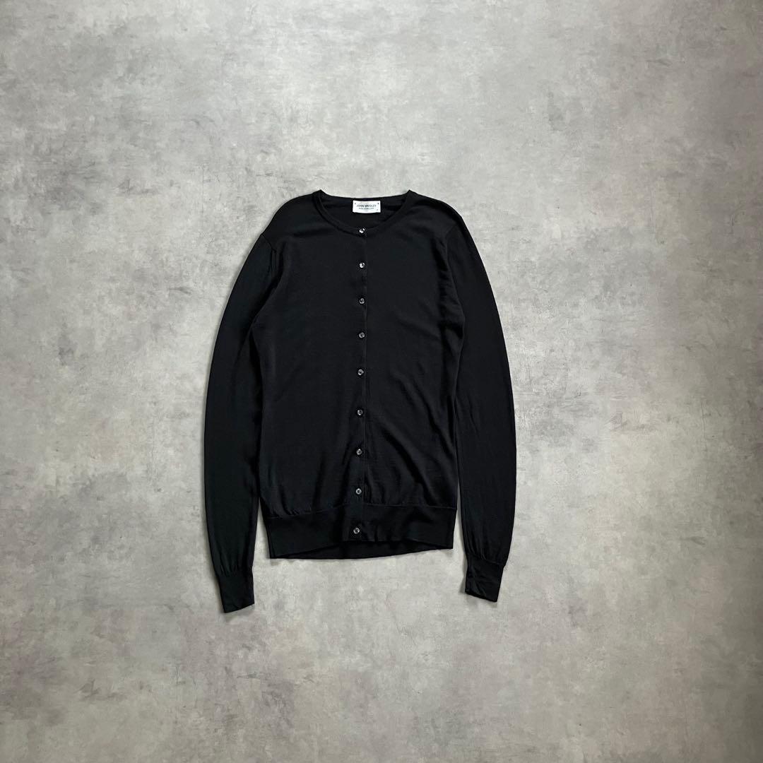 トップス JOHN SMEDLEY black wool knit cardigan