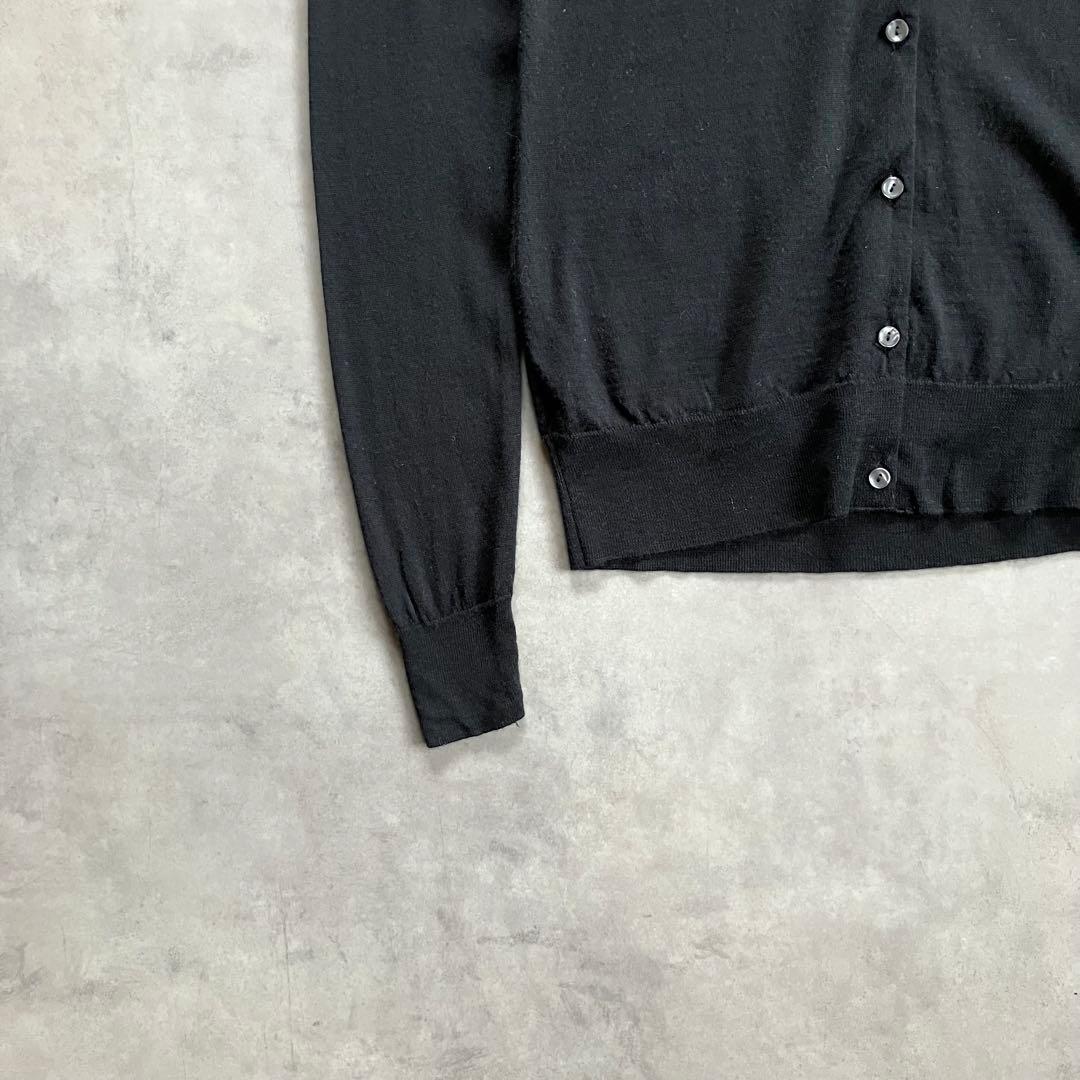 トップス JOHN SMEDLEY black wool knit cardigan