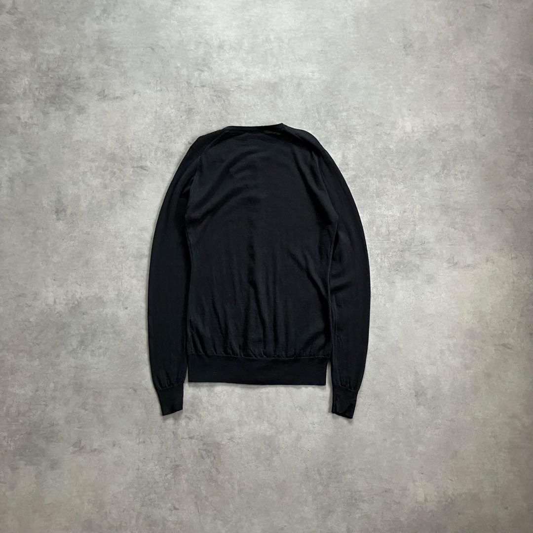 トップス JOHN SMEDLEY black wool knit cardigan