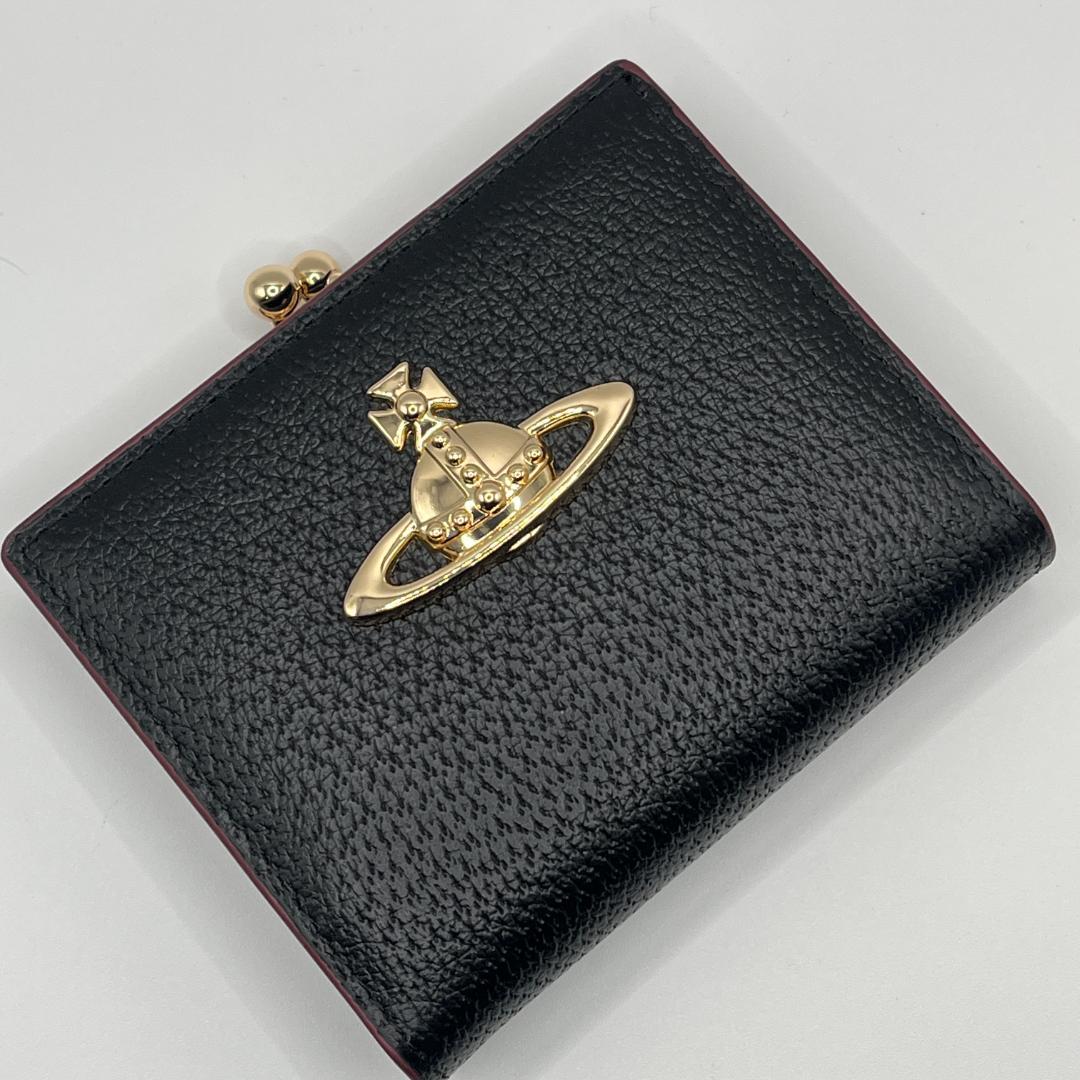 未使用 Vivienne Westwood 新品 がま口 黒 シンプル 折財布