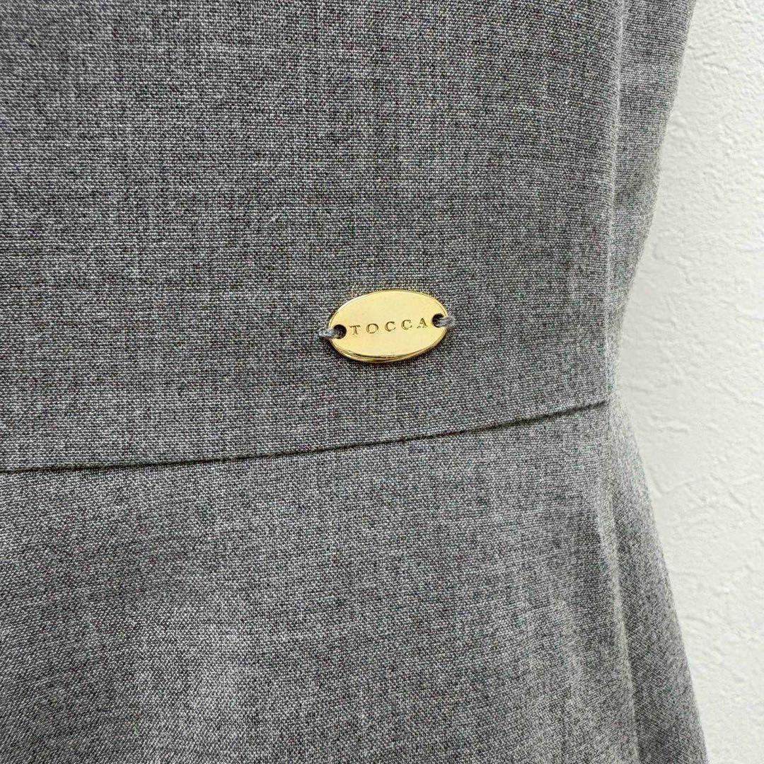 【美品】TOCCA 半袖ワンピース ライトグレー 2 フレア 上品レディース春夏