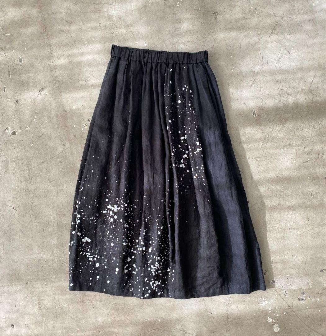 希少/pas de calais/60リネンろうけつ染めスカート/日本製