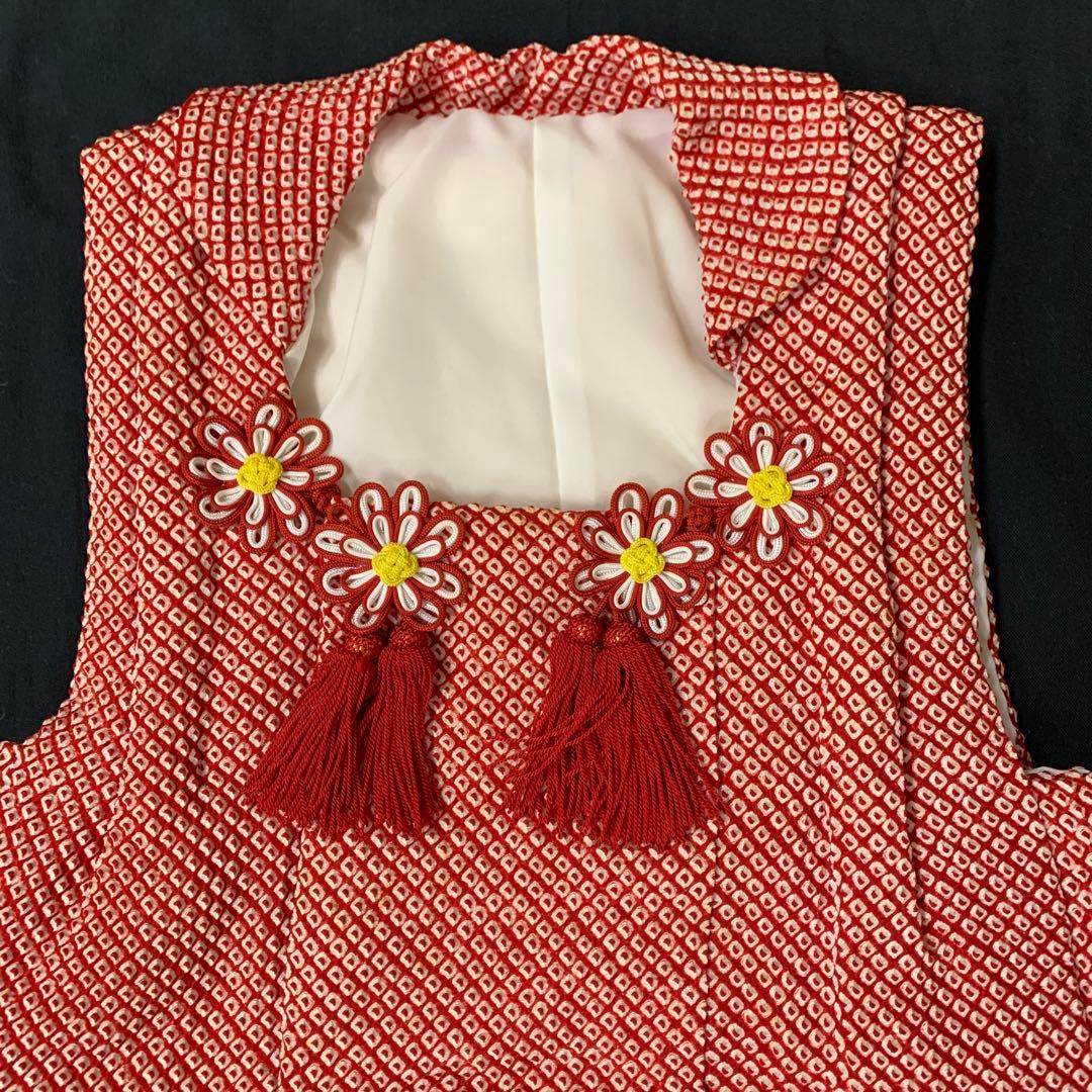 新品　正絹　三歳用　被布単品　 総絞り赤地　日本製