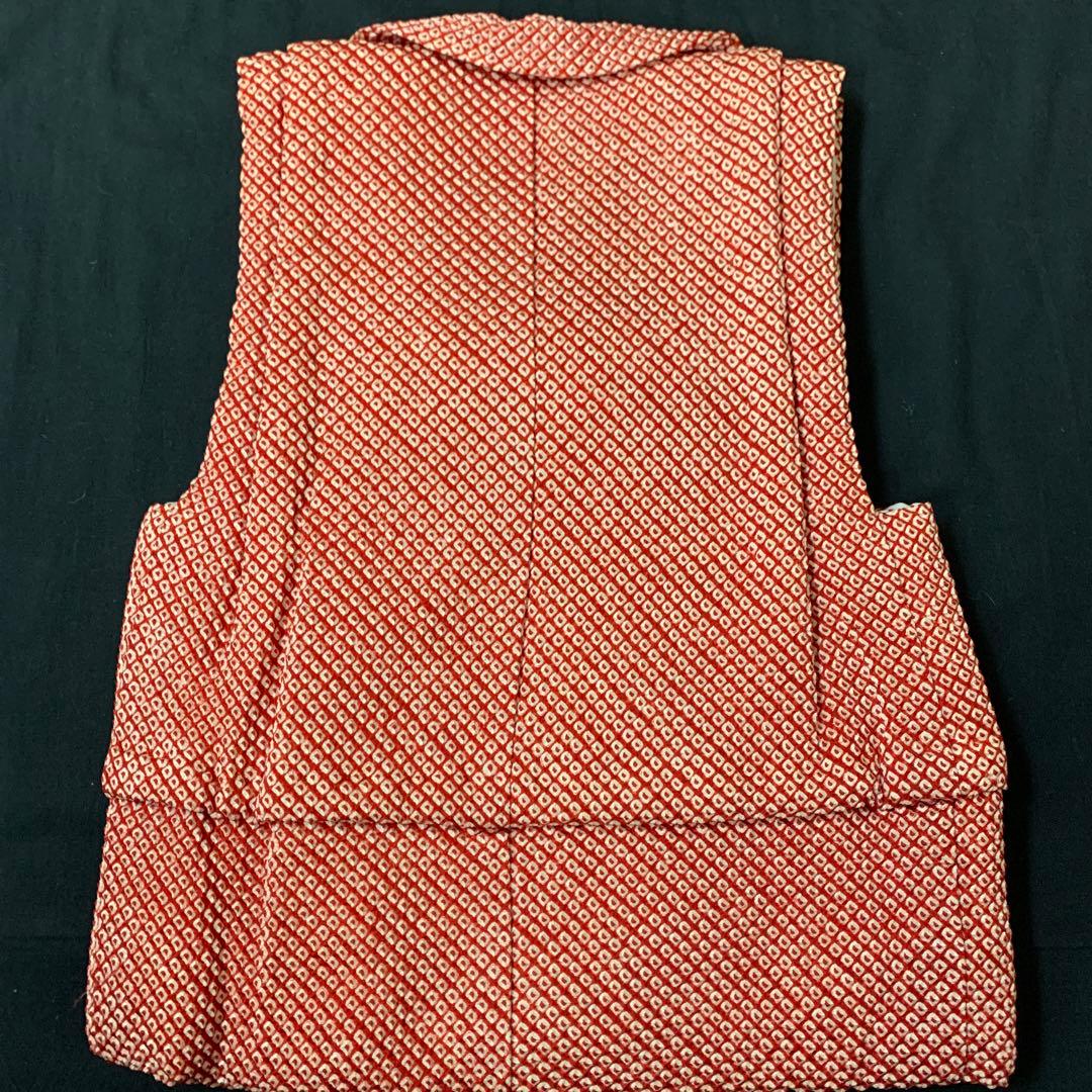 新品　正絹　三歳用　被布単品　 総絞り赤地　日本製