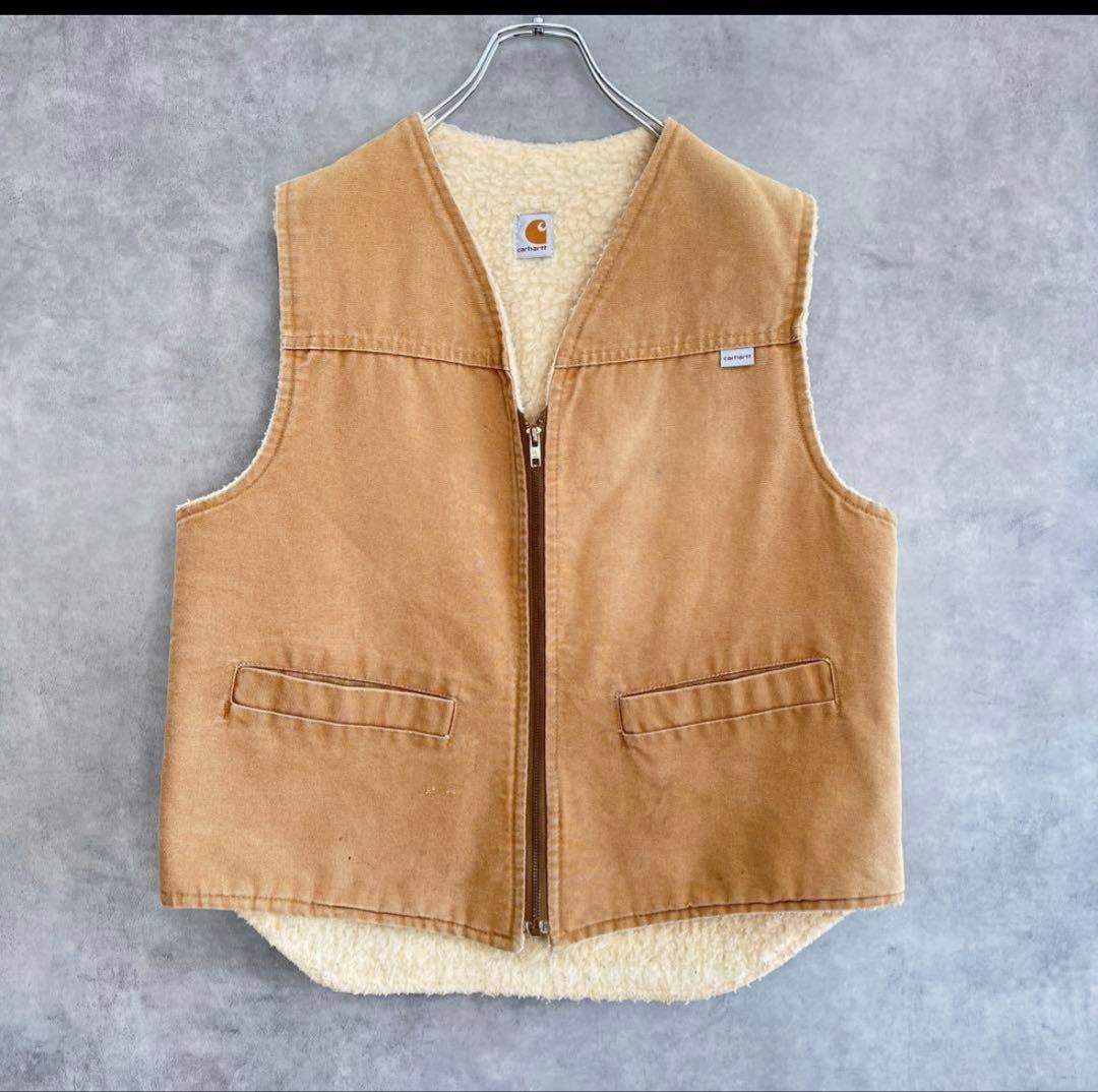 80s〜90s USA製 CARHARTT カーハート 裏ボアダックベストL