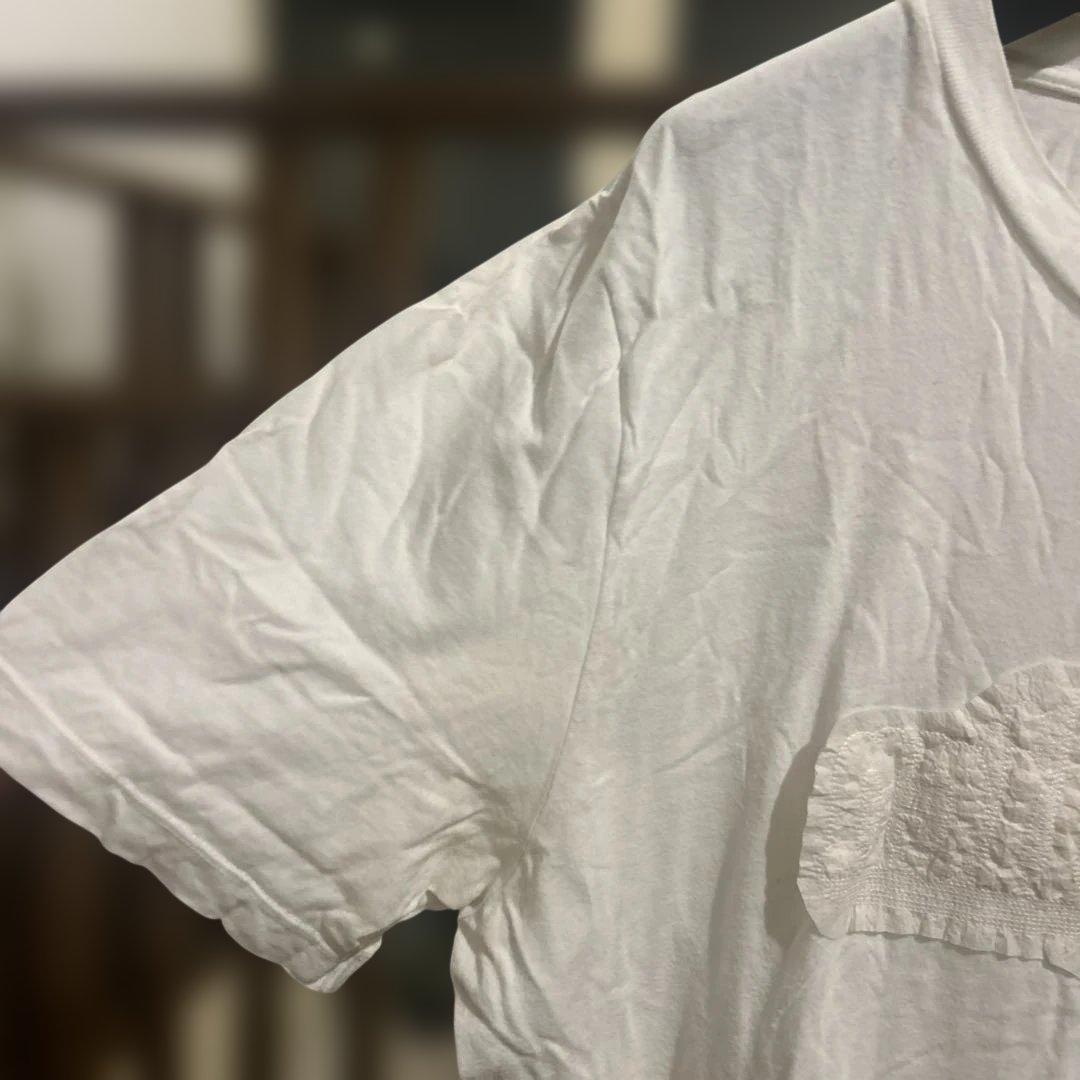 ホワイト Tシャツ テクスチャー ロゴ メゾンマルタンマルジェラ