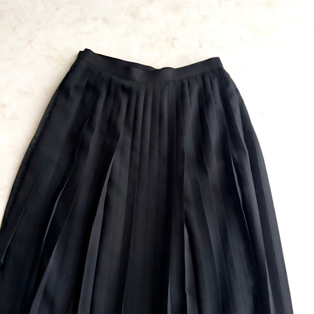 美品✨　オーラリー　プリーツロングスカート　ブラック　ウール混　S 0