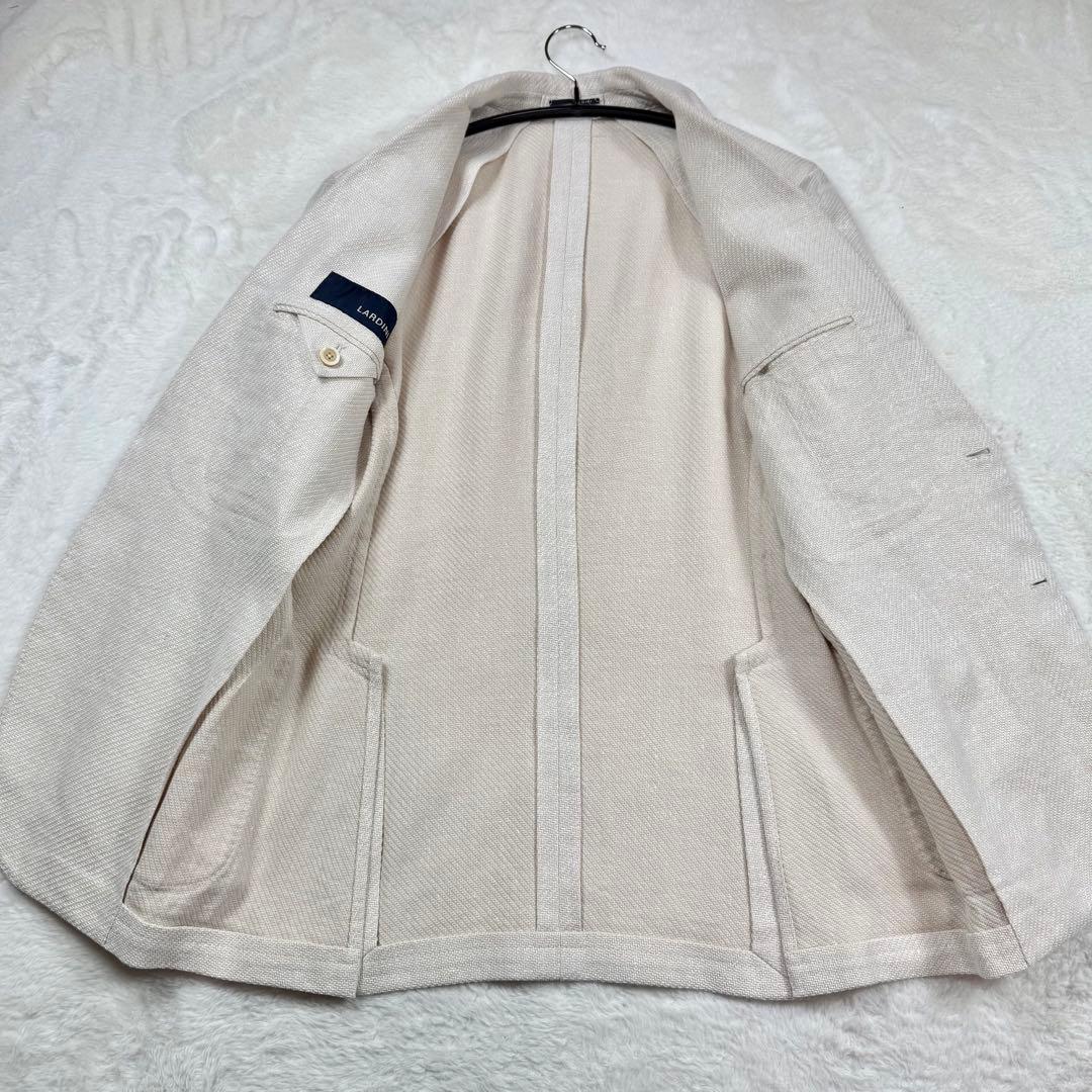 美品 LARDINI テーラードジャケット アンコン リネン コットン44