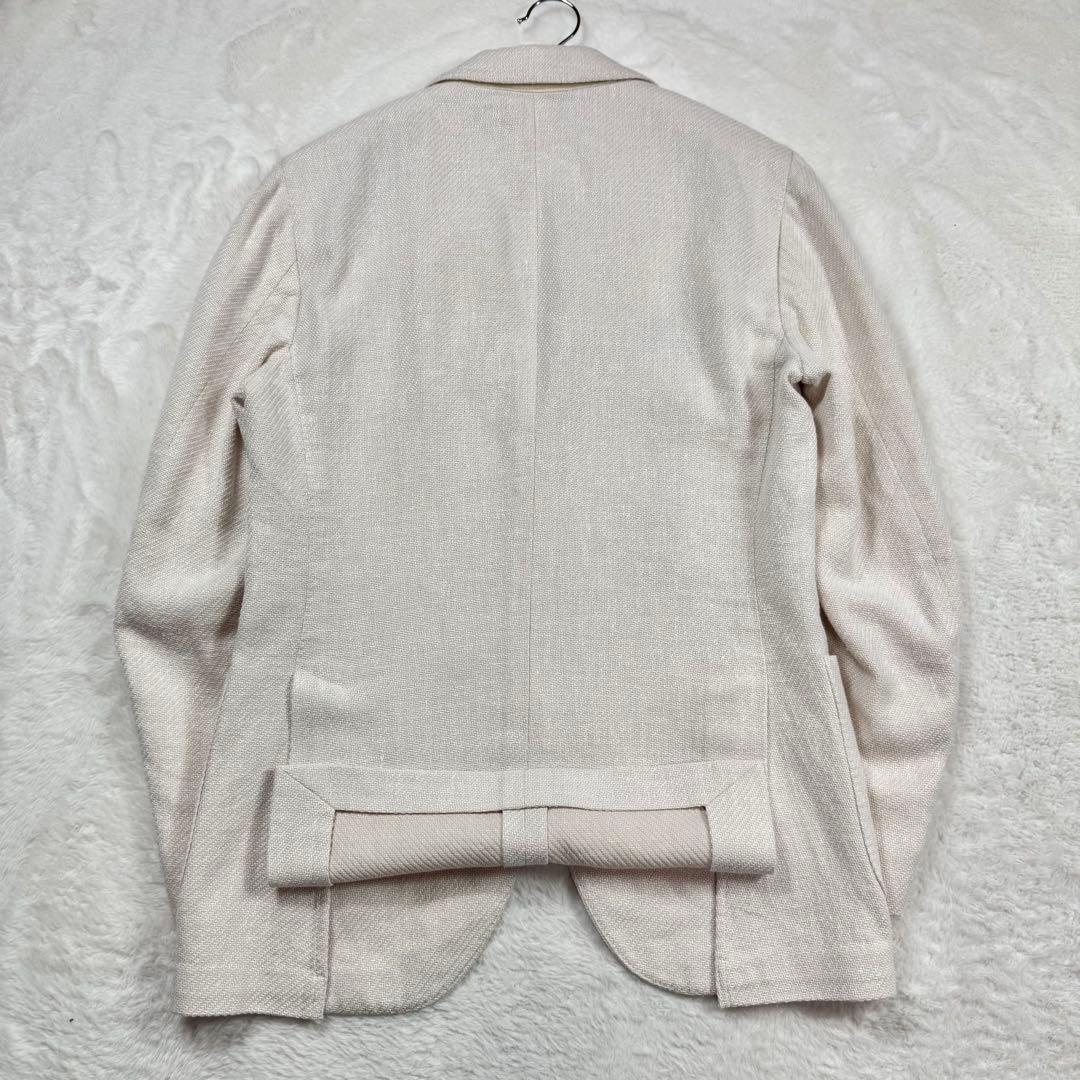 美品 LARDINI テーラードジャケット アンコン リネン コットン44