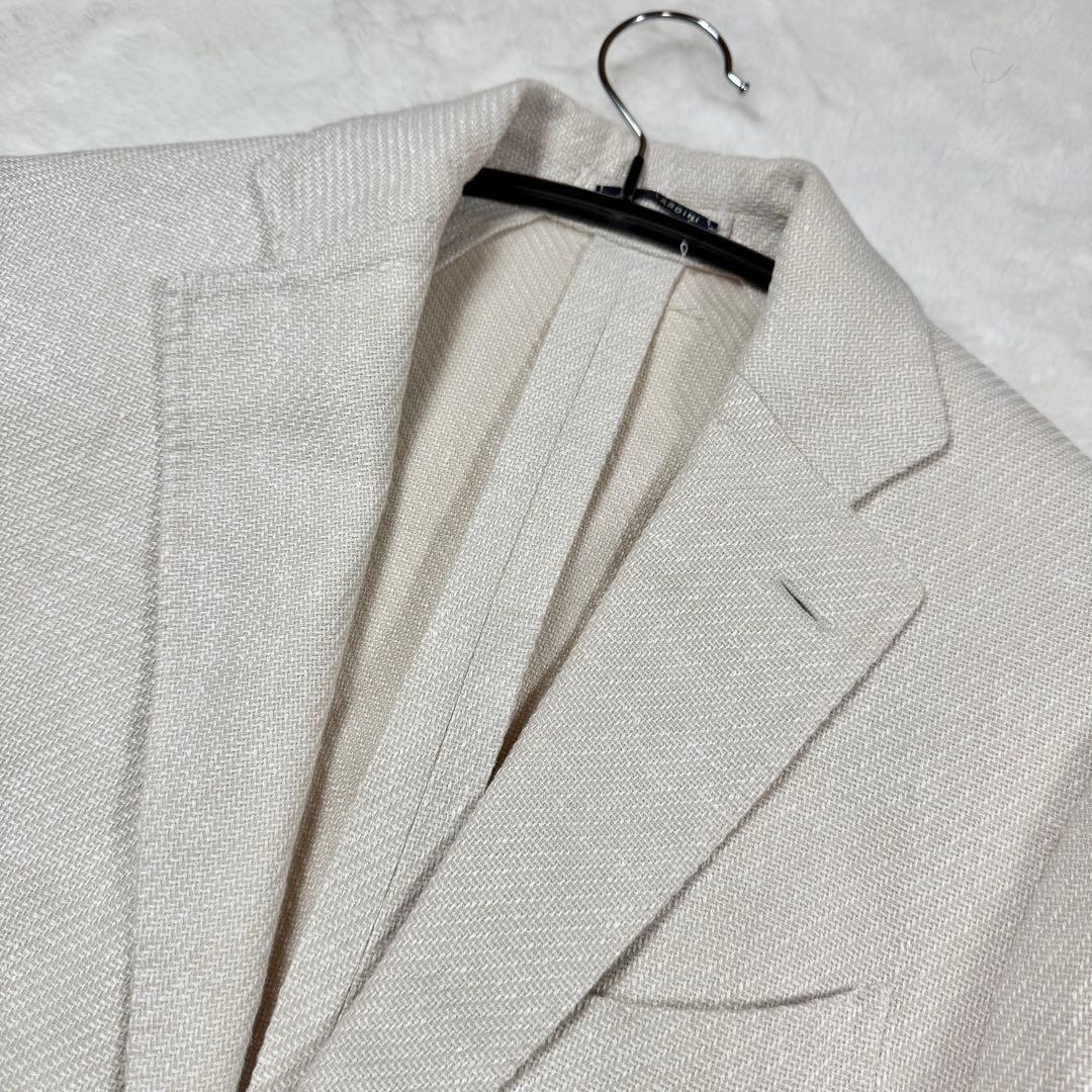美品 LARDINI テーラードジャケット アンコン リネン コットン44