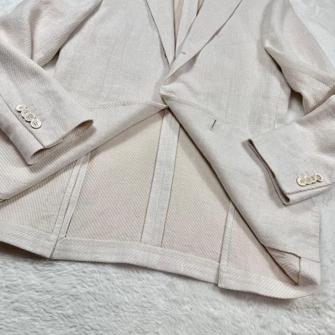 美品 LARDINI テーラードジャケット アンコン リネン コットン44