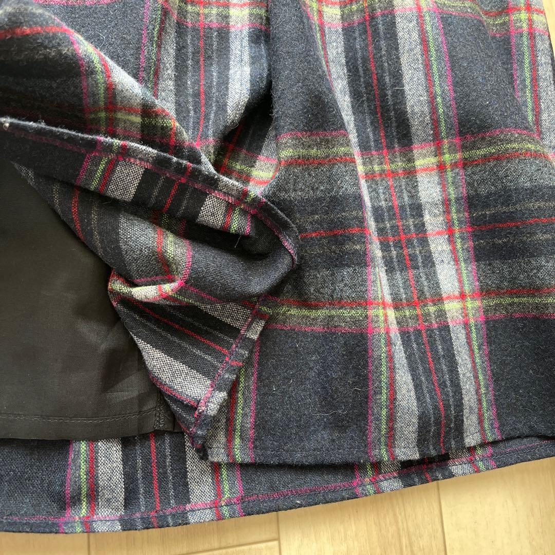 オニールオブダブリン　ウールブレンドタックチェックロングスカート