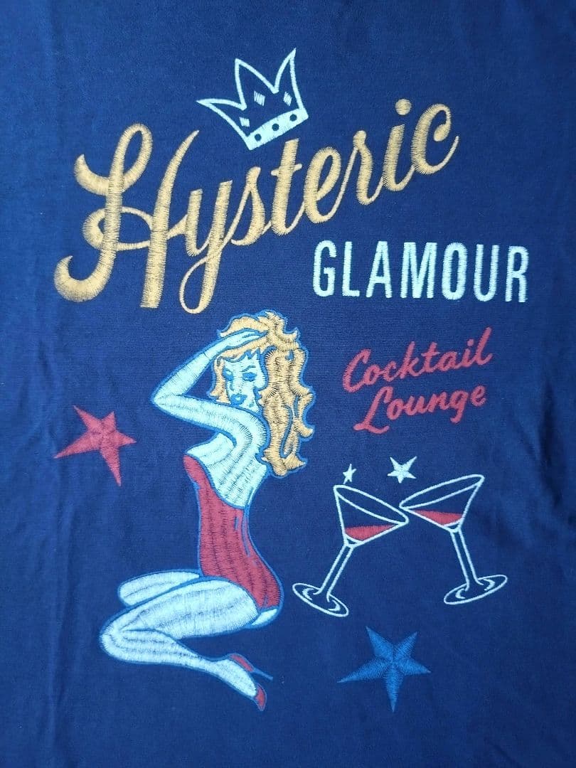 HYSTERIC GLAMOUR カクテルラウンジ 刺繍風 Tシャツ Ｌ